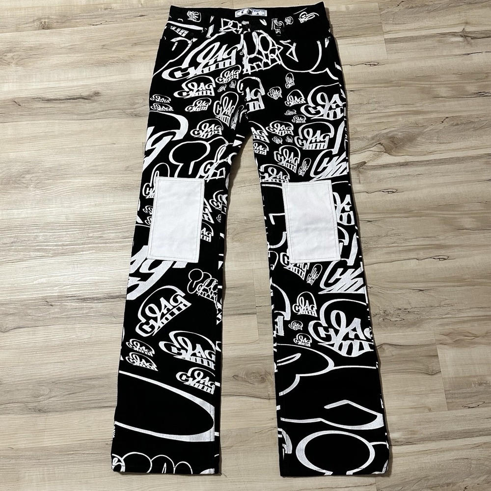 Off White x Katsu Skinny Jean Denim Black White 32 Waist 36 Inseam Authentic